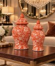 Ember vase/urne - Orange & Hvit - H 65 cm thumbnail