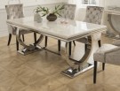 Ellington spisebord- L 200 cm- Hvit marmor plate & sølv understell thumbnail