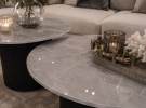 Malaga sofabord - Sort understell i treverk - Grå ekte steinplate  thumbnail