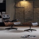 Comfort lenestol med fotskammel - Top grain leather/Skinn- Sort thumbnail
