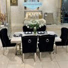 Mexico spisestol - Sort italiensk fløyel & Sølv rustfritt stål ben thumbnail