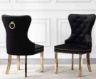Paris stol - Sort italiensk fløyel & Gull rustfritt stål ben thumbnail
