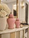 Glamour Urne/Vase- Rosa & gull -H 47 cm thumbnail