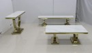 Ellington TV benk - L 200 cm- Hvit stein plate & Gull rustfritt stål understell thumbnail