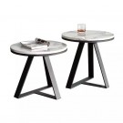 Manhattan sidebord - Sort rustfritt stål understell & Hvit steinplate thumbnail