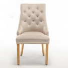 Mallorca stol – Beige velour & Gull rustfritt stål - Klassisk ring bak thumbnail