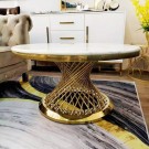 Milano sofabord -Hvit stein plate  & Gull rustfritt stål  thumbnail