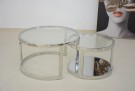 Salvisa sofabord -2 stk Ø 80 og 60 cm - Rustfritt stål m klart herdet glass  thumbnail