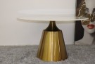 Lincoln spisebord - Ø 130 cm -hvit stein & Gull understell i rustfritt stål thumbnail