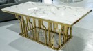 Alaska spisebord - Ekte hvit stein / Gull rustfritt stål understell thumbnail