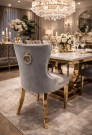 Paris stol - Grå italiensk fløyel & Gull rustfritt stål ben thumbnail