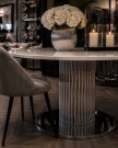Luxury spisebord - Ø 130 cm - Hvit steinplate & Sølv rustfritt stål understell  thumbnail
