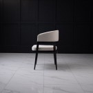 Copenhagen stol - Krem linen stoff - Sort treverk thumbnail