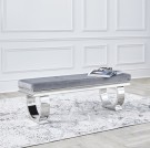 Ellington benk - 160 cm -Silver italiensk - Grå fløyel & Sølv rustfritt ben thumbnail