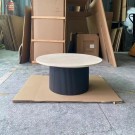 Malaga sofabord - Sort understell i treverk - Greige ekte steinplate  thumbnail