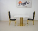New York spisebord - Ø 130 cm - Ekte hvit marmorplate & Gull understell i rustfritt stål thumbnail
