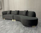 BAX SOFA - Sort velour & Gull ben thumbnail