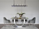 Las Vegas spisebord - 160 cm - Hvit stein plate & Sølv understell i rustfritt stål thumbnail