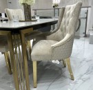 Mallorca stol – Beige velour & Gull rustfritt stål - Klassisk ring bak thumbnail