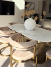 New York stol - Beige velour & Gull rustfritt stål thumbnail