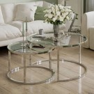 Oslo sofabord -2 stk Ø 80 og 60 cm - Herdet klart glass & Sølv understell thumbnail
