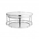 Salvisa sofabord -2 stk Ø 80 og 60 cm - Rustfritt stål m klart herdet glass  thumbnail