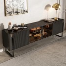 Los Angeles tv bord - L 220 cm - Sort - Treverk & Rusrfritt stål  thumbnail