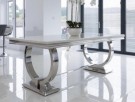Ellington spisebord- L 200 cm- Blank hvit marmor plate & sølv understell thumbnail
