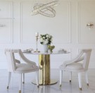 Monaco spisebord - Ø120 cm - Hvit stein plate & Gull understell i rustfritt stål thumbnail