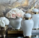 Glamour Urne/Vase- Beige & gull -H 47 cm thumbnail