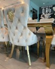 Madrid stol - Beige - Italiensk fløyel & Gull rustfritt ben thumbnail