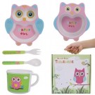 Barneservise- 5 deler - Owl- Rosa thumbnail