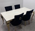 Houston spisebord - 160 cm - Ekte hvit stein & Gull understell thumbnail
