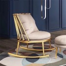 Las Vegas gyngestol med fotskammel- Gull rustfritts stål & Beige velour thumbnail
