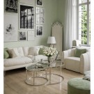 Oslo sofabord -2 stk Ø 80 og 60 cm - Herdet klart glass & Sølv understell thumbnail