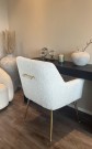 Orlando stol m arm - Boucle stoff- Lys beige & Gull rustfritt stål bein thumbnail