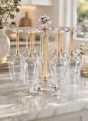 Crystalline vinglass m krystaller - 6 glasser inkl stativet - Gull  thumbnail