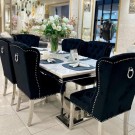 Mexico spisestol - Sort italiensk fløyel & Sølv rustfritt stål ben thumbnail