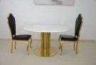 Eminence spisebord - Ø 130 cm - Hvit stein & Gull understell i rustfritt stål thumbnail