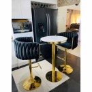 Las Vegas barstol - Svingbar- Sort italiensk fløyel & Gull rustfritt stål ben thumbnail