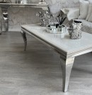 Houston sofabord - Hvit steinplate & Rustfritt stål - Sølv  thumbnail