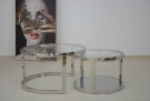 Salvisa sofabord -2 stk Ø 80 og 60 cm - Rustfritt stål m klart herdet glass  thumbnail