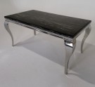 Houston spisebord - 180 cm - Ekte sort marmorplate & Sølv understell thumbnail