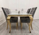 Houston spisebord - 160 cm - Ekte hvit stein & Gull understell thumbnail