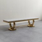 Ellington TV benk - L 200 cm- Hvit stein plate & Gull rustfritt stål understell thumbnail