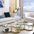 Emori sofabord - 4 deler - Gull rustfritt stål  thumbnail