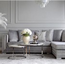 Oslo sofabord -2 stk Ø 80 og 60 cm - Hvit marmor & Sølv understell thumbnail