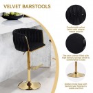 Las Vegas barstol - Svingbar- Sort italiensk fløyel & Gull rustfritt stål ben thumbnail