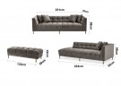 New York sofa - 3 sett - 231 cm -Grå italiensk fløyel & Gull rustfritt stål ben - Med arm thumbnail