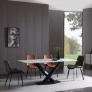 Bergen spisebord - 200 cm - hvit steinplate & Sort understell i rustfritt metall thumbnail